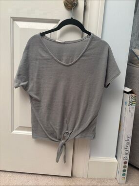 Gray Tie-Front Women's Top